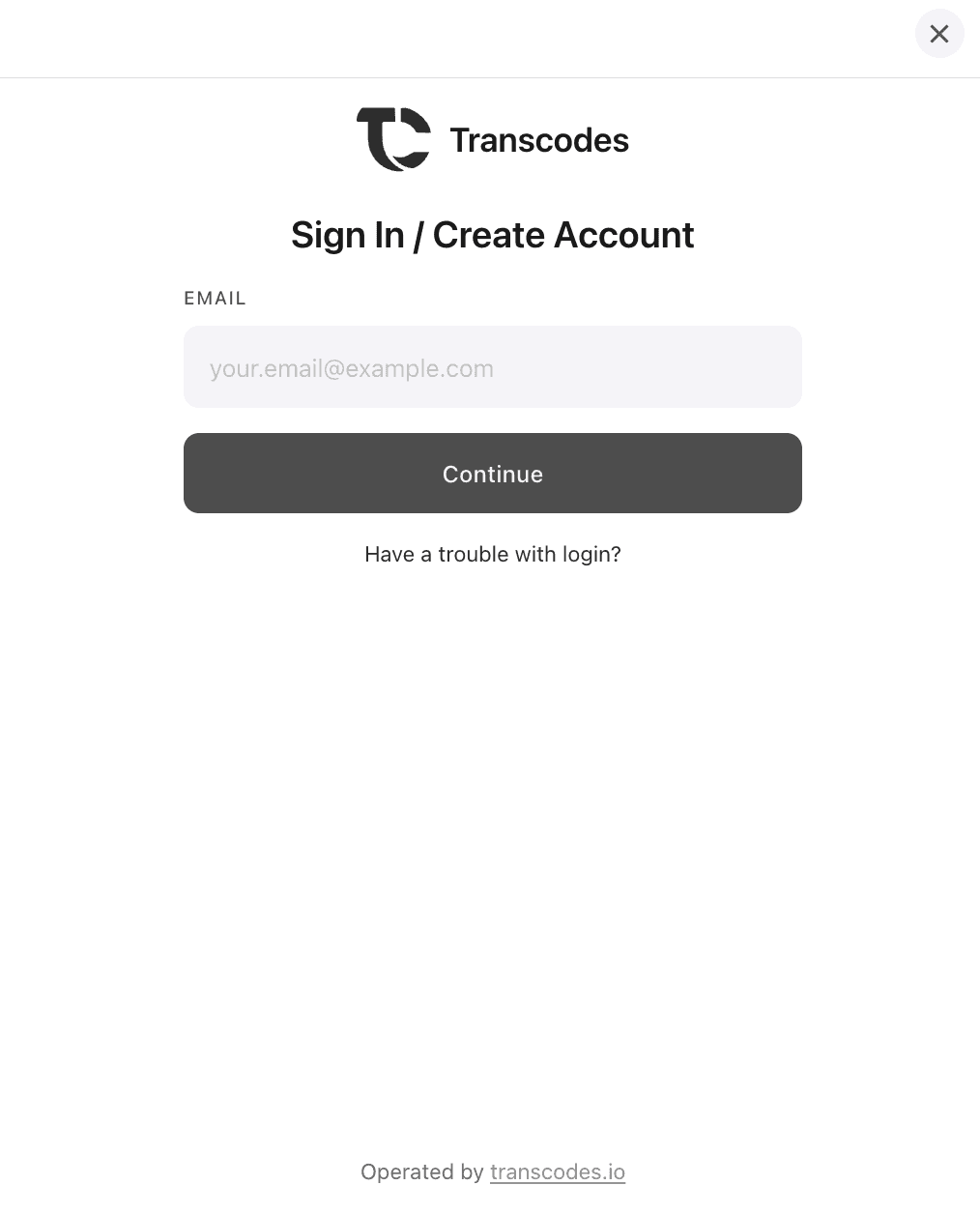 Mobile Passkey Login Interface - Transcodes