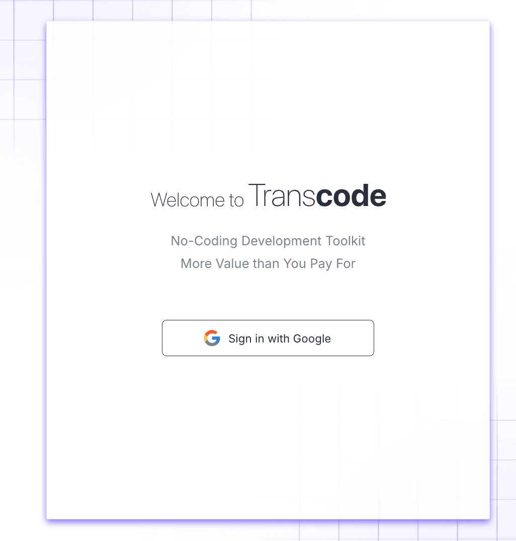 Sign in to Transcodes Console