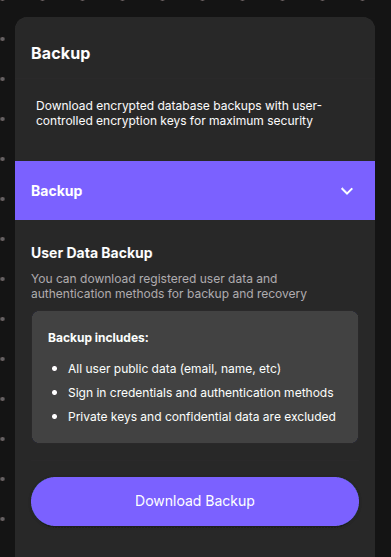 Backup Panel Details