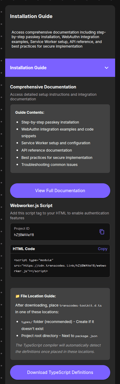 Installation Guide Panel Details